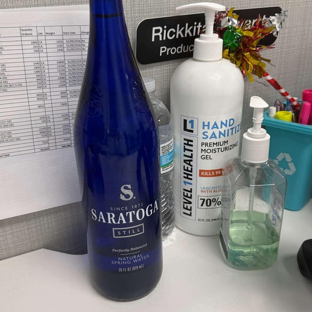 Saratoga Blue Glass Water Bottle
